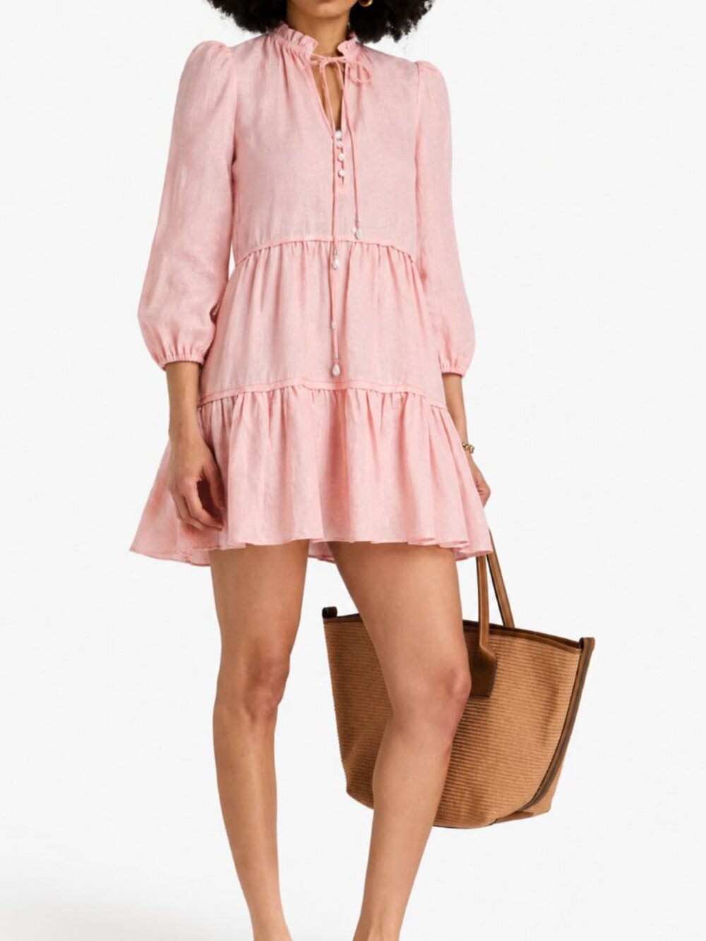 Veronica Beard Hawkin Linen Dress Pebble Light Coral Size 4 New Tag $448